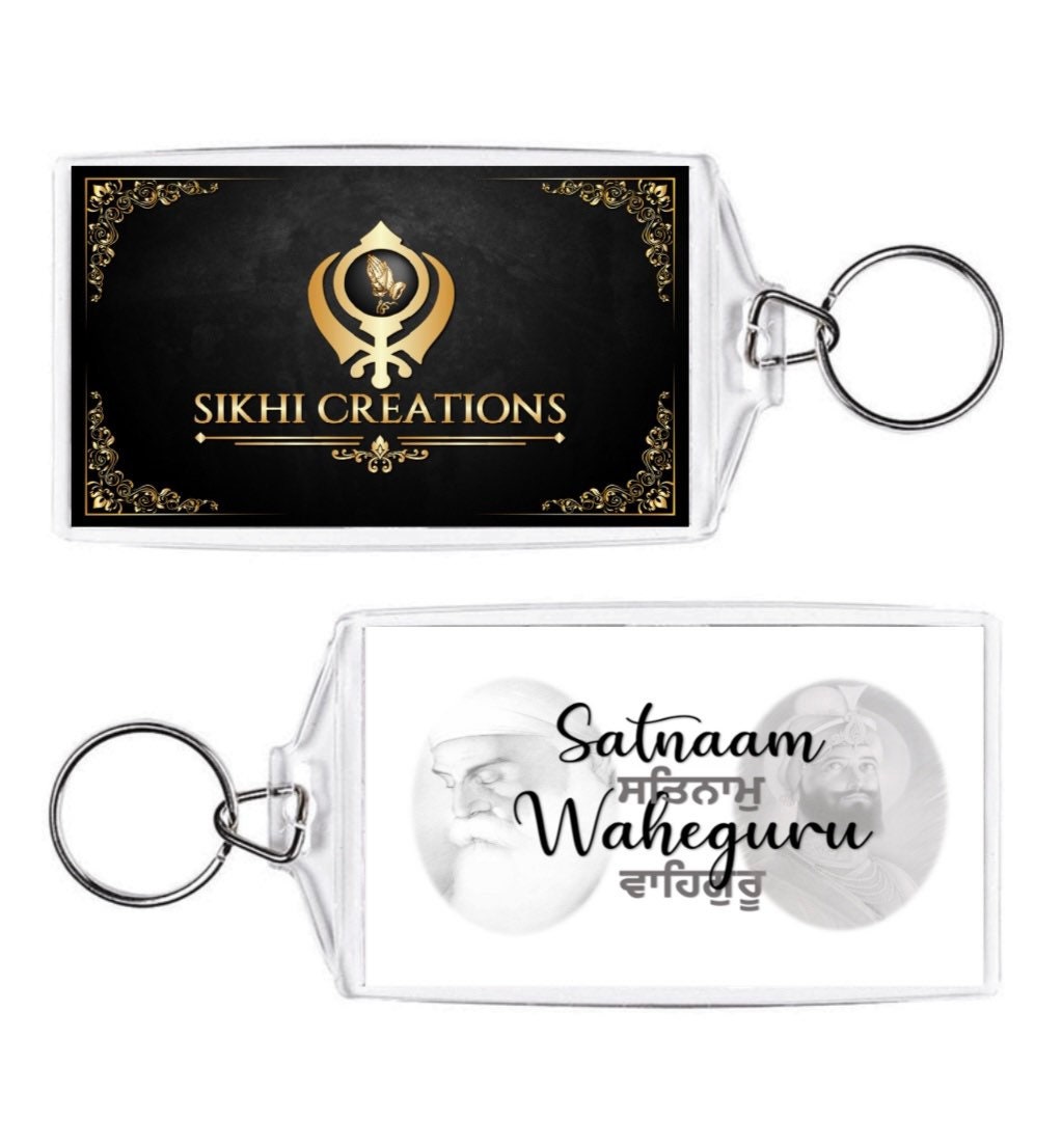 Satnaam Waheguru, Guru Nanak Dev Ji, Guru Gobind Singh Ji  - greyscale