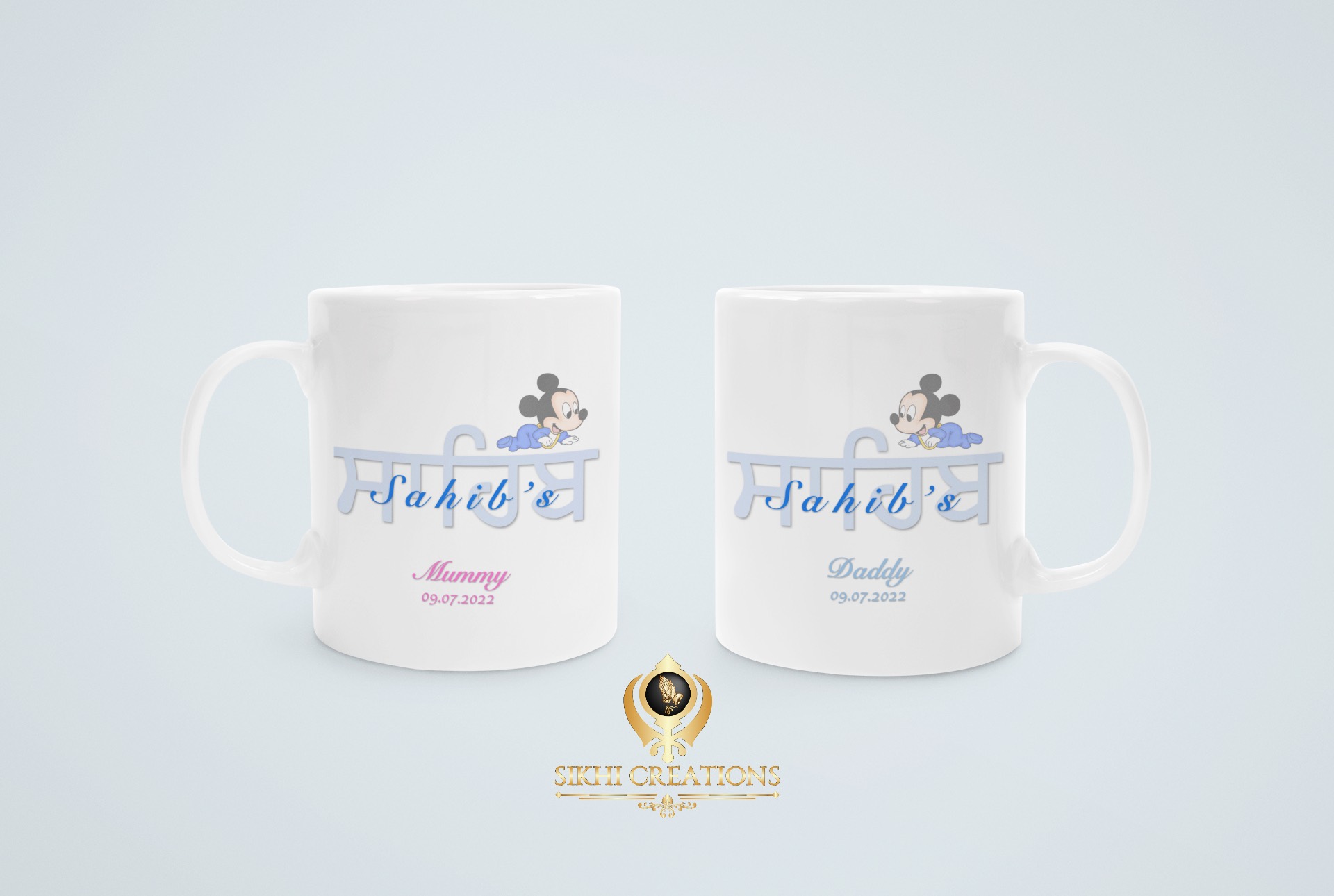 Mummy and daddy set with baby name in Gurmukhi and English