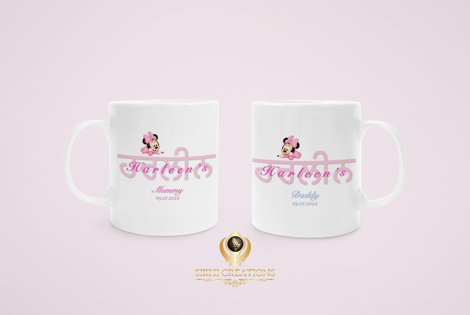 Mummy and daddy set with baby name in Gurmukhi and English - Image 2